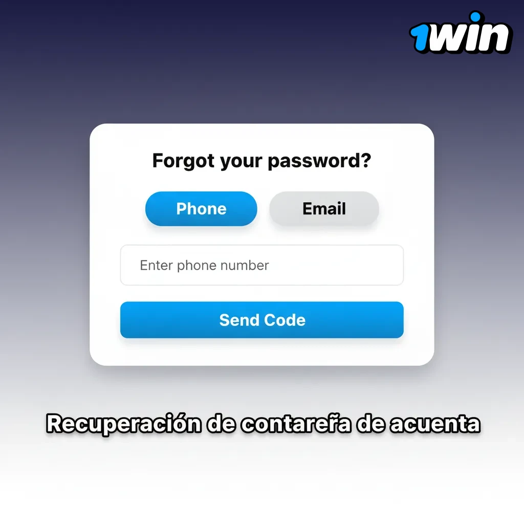 Recuperación de contraseña: elige correo o SMS, ingresa código, crea nueva contraseña y activa 2FA.