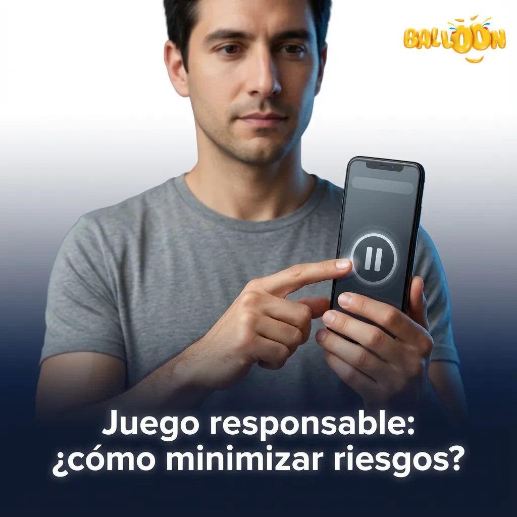 Infografía de juego responsable con checklist: presupuesto, demo Balloon, límites de depósito, pausas y ayuda profesional.