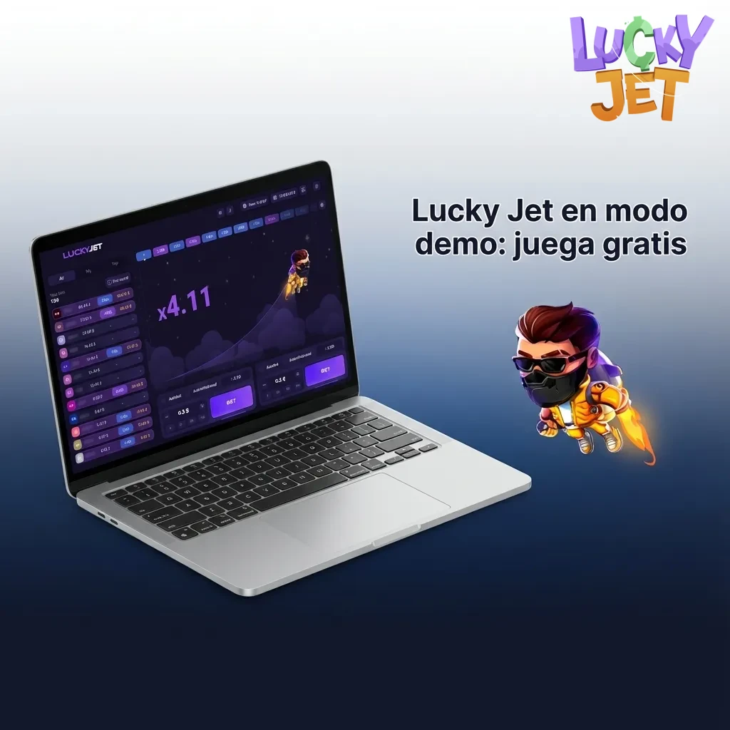Interfaz de Lucky Jet en modo demo gratis en 1win, con saldo virtual, multiplicador y opciones de autobet y cashout.