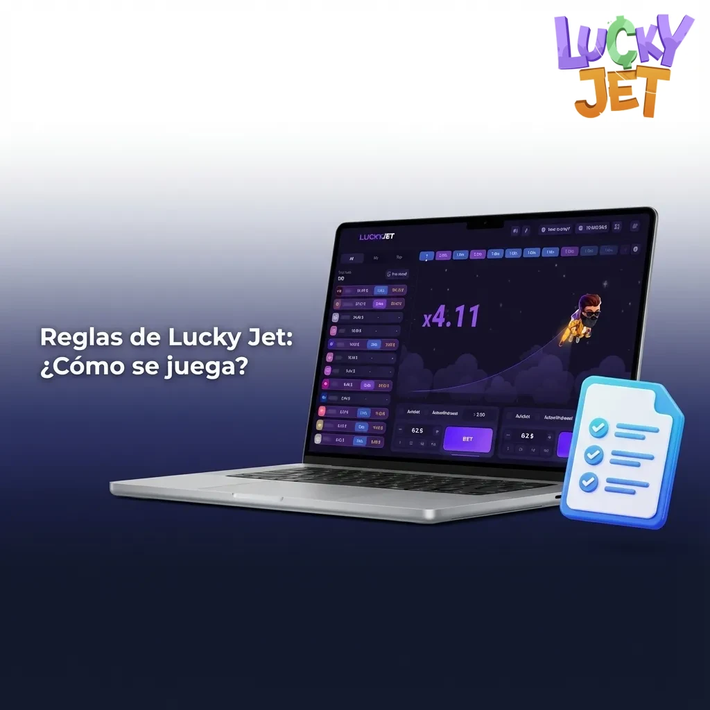 Pantalla de Lucky Jet con piloto y multiplicador ascendente; apuesta simple o doble, autobet y cashout automático.