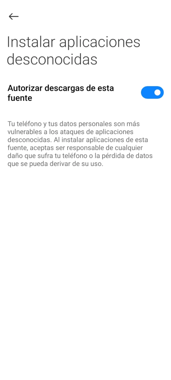 Permitir la instalación de la aplicación 1win desde fuentes desconocidas.