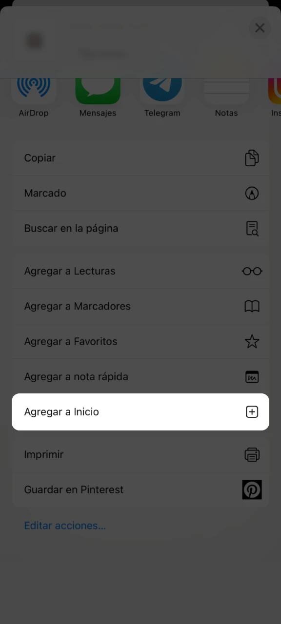 Añade el acceso directo de 1win a tu pantalla de inicio.