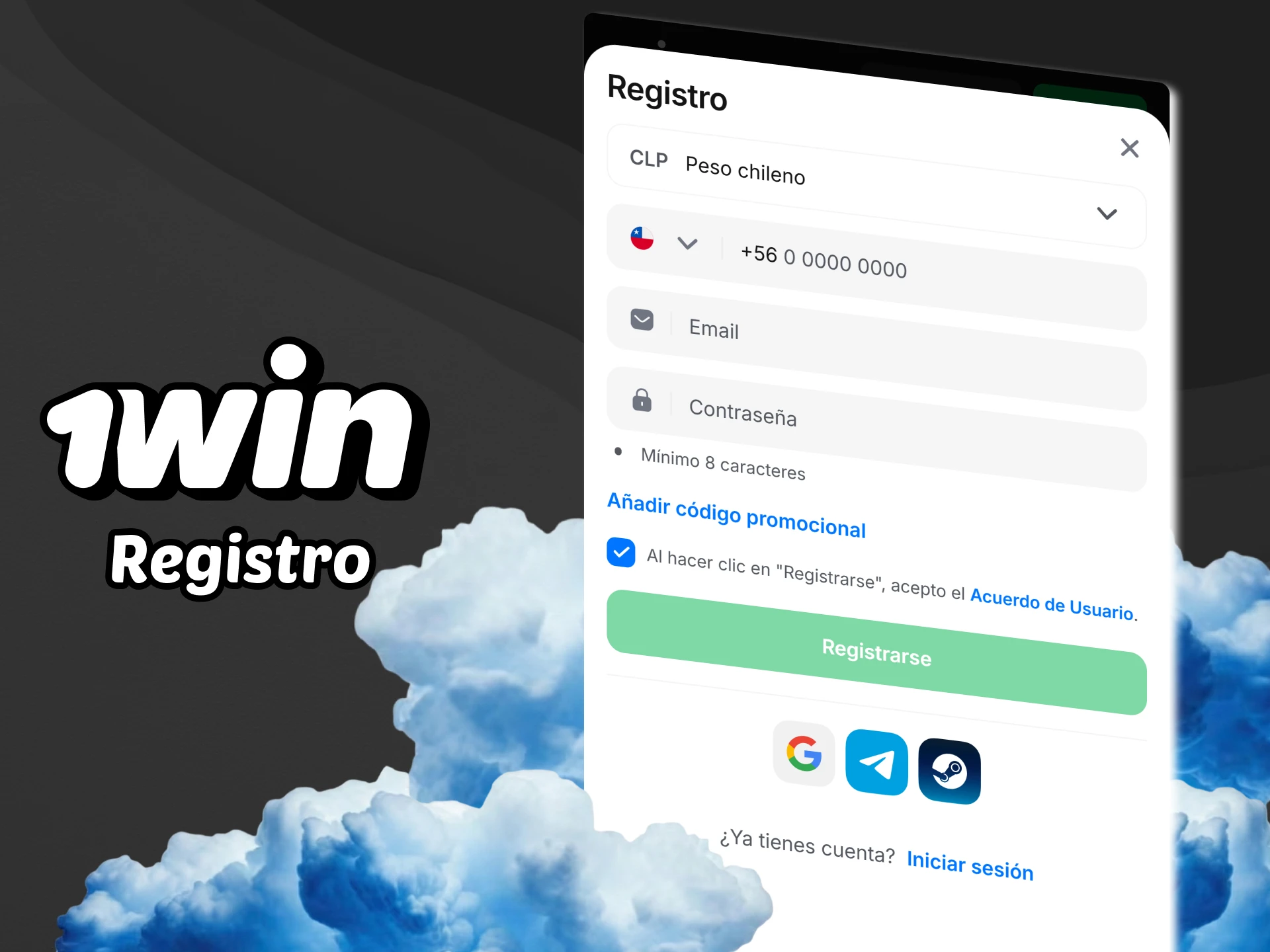Consulte los pasos para registrarse en 1win a través de la aplicación.