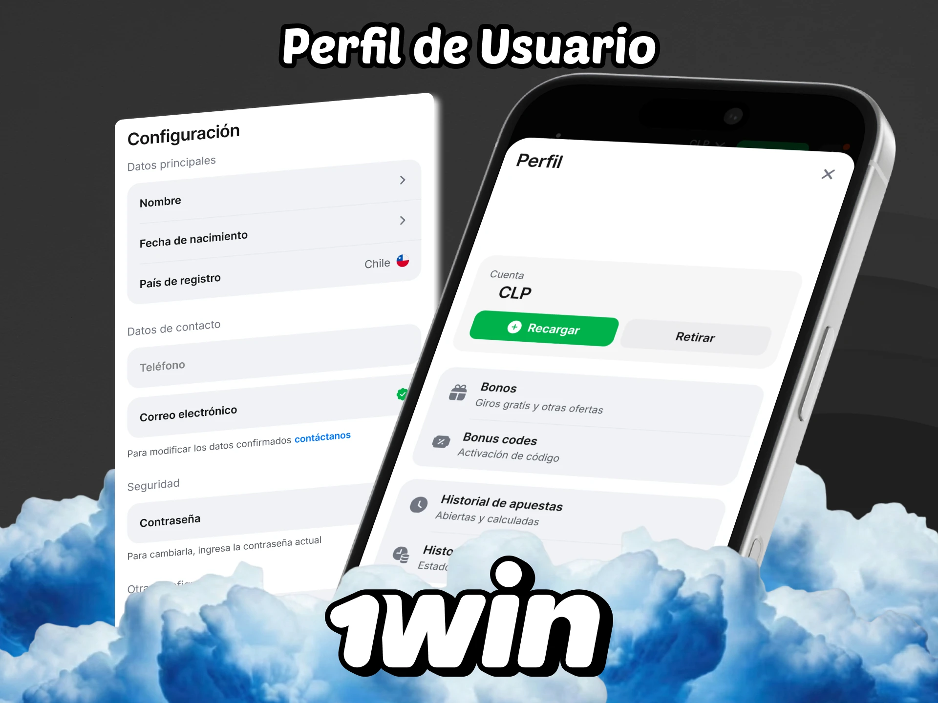 Consulte el perfil de usuario en la aplicación 1win.