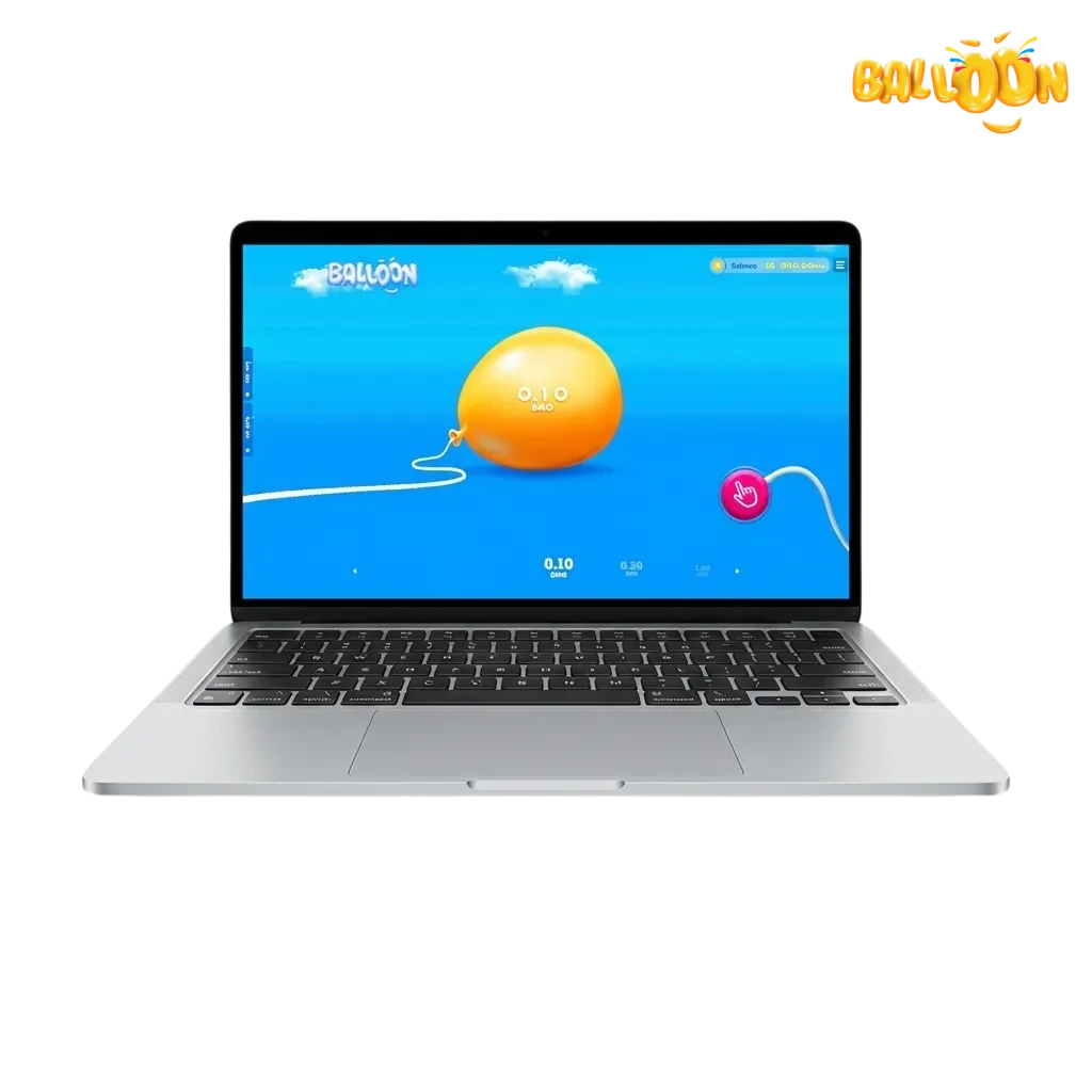 Pantalla del juego Balloon en 1win: globo inflándose y multiplicador subiendo; opción de cobrar antes de reventar en Chile.