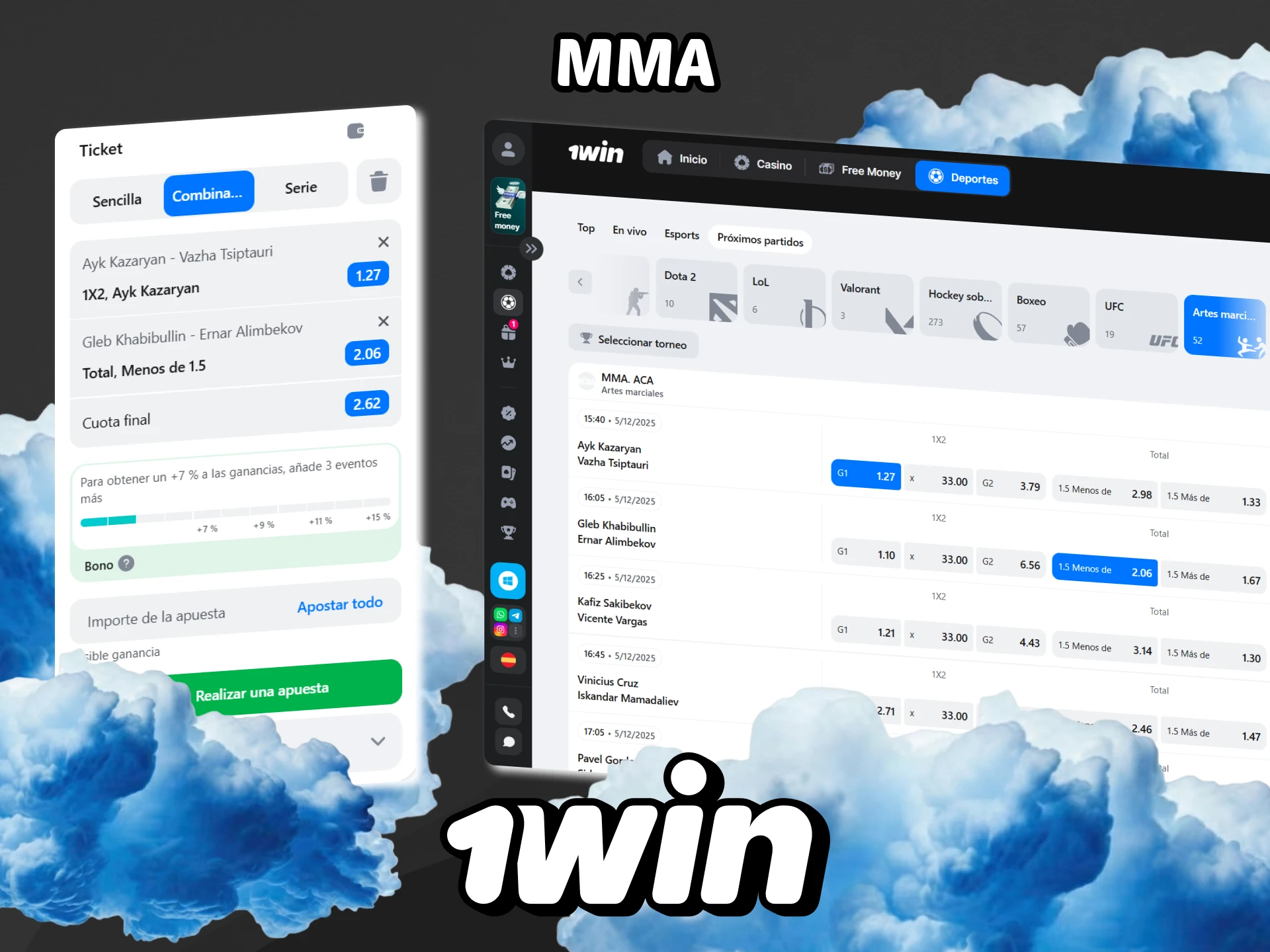 Disfruta de las apuestas de MMA en la plataforma 1win.