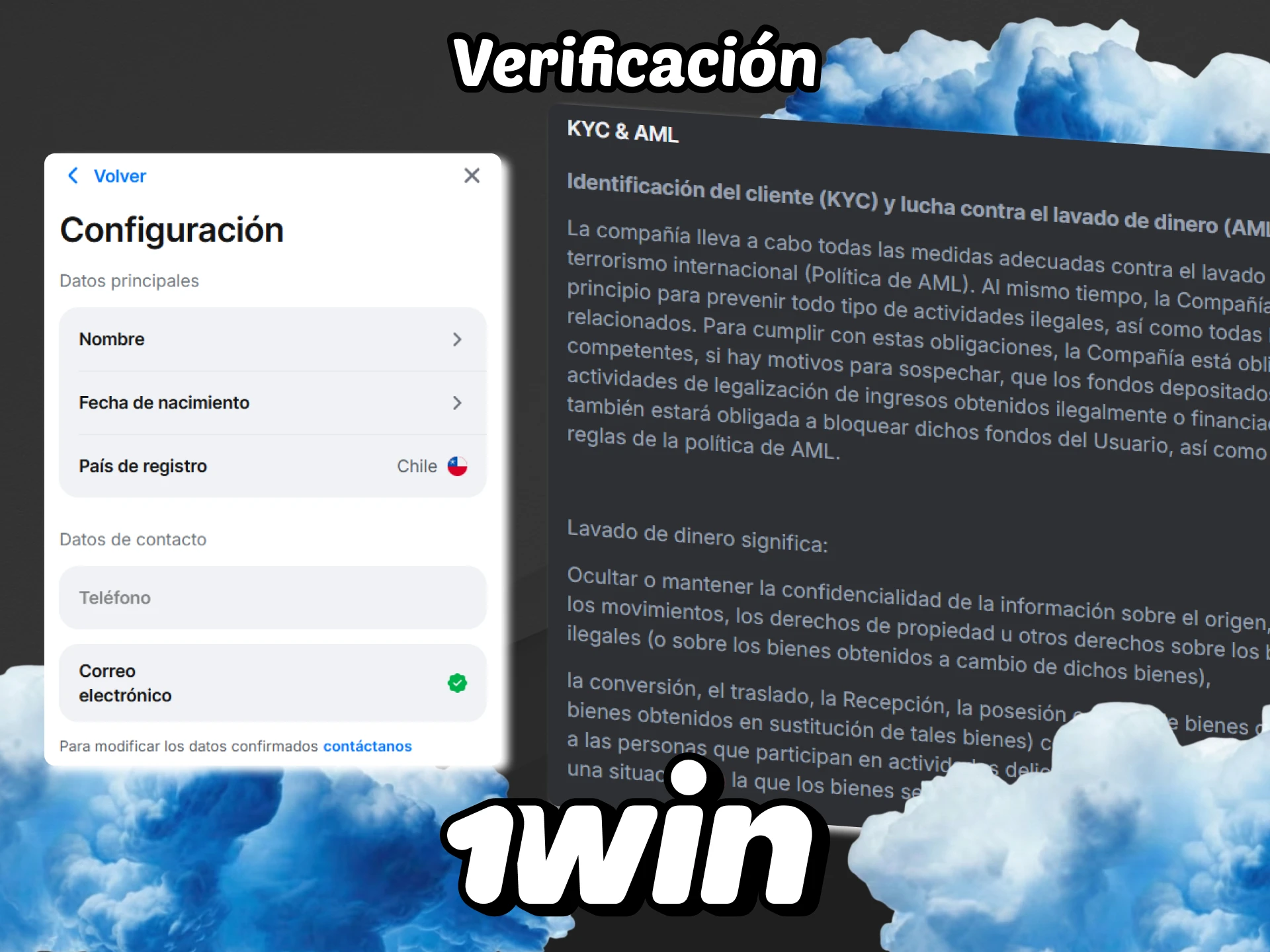 Verifica tu perfil antes de realizar apuestas, depósitos y retiradas en 1win.