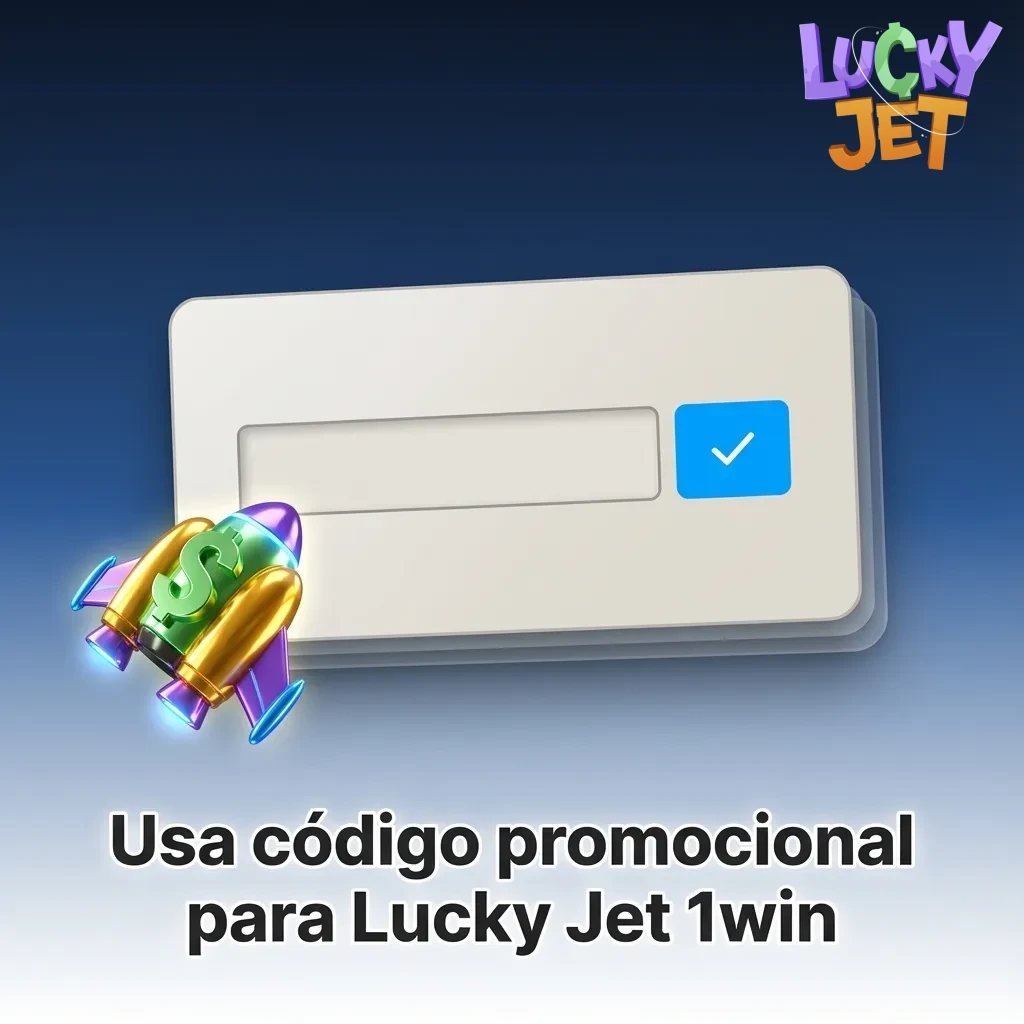 Banner de Lucky Jet 1win con código promocional LUCKYCL; canjéalo en registro o bonos del perfil para depósito con requisitos