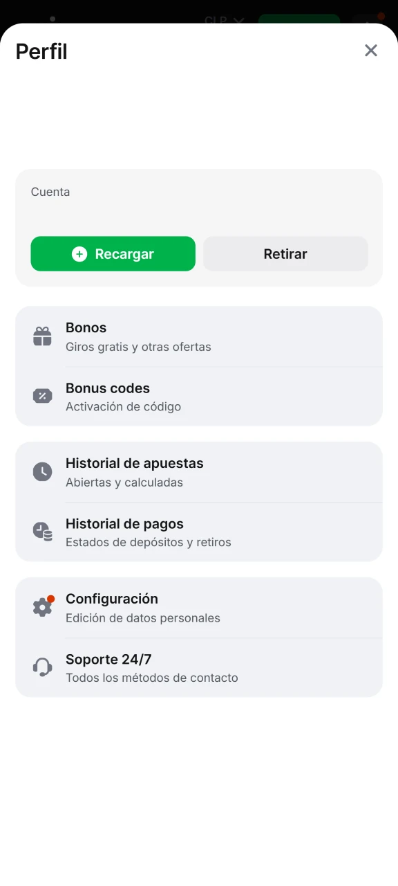Accede a tu perfil de 1win y cambia la configuración.