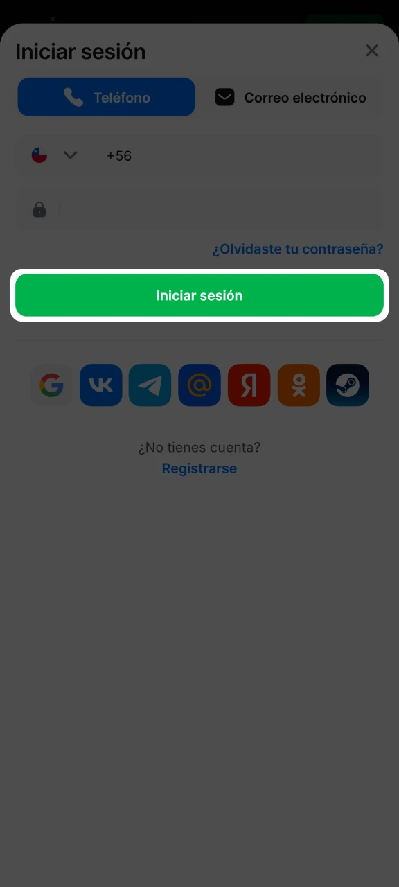 Acceda a su cuenta de 1win haciendo clic en el botón de inicio de sesión.