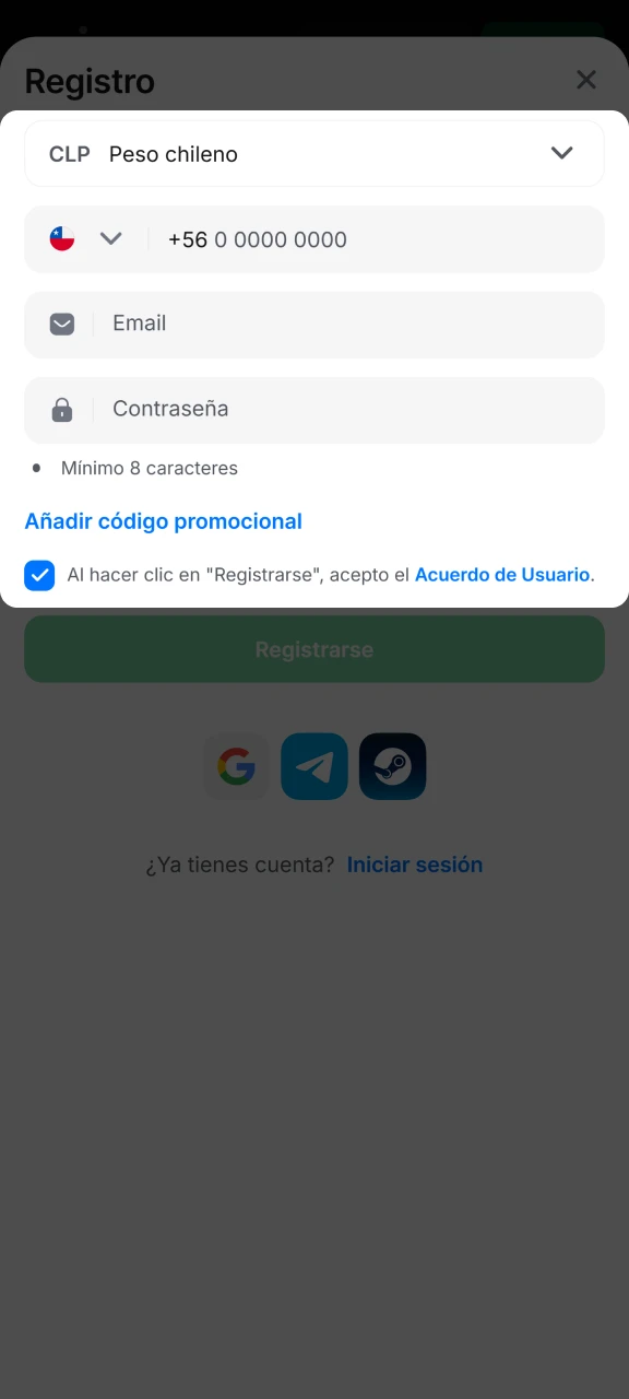 Añade tu información y acepta los términos y condiciones de 1win para crear una cuenta.